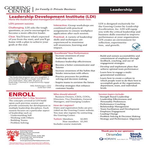 Leadership Development Institute (LDI) Flier 2015
