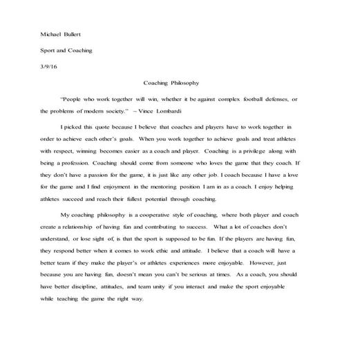 Coaching Philosophy paper