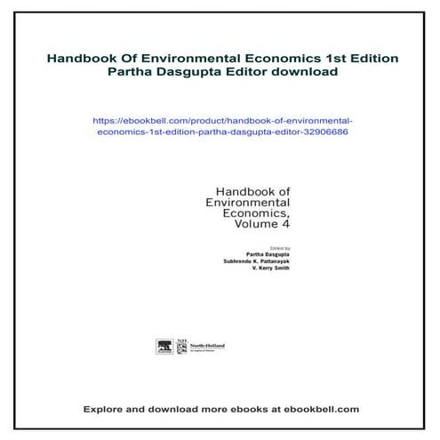 Handbook Of Environmental Economics 1st Edition Partha Dasgupta Editor ...