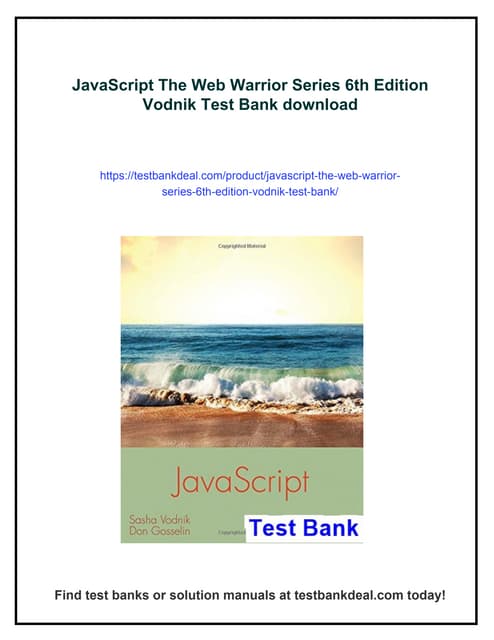 JavaScript The Web Warrior Series 6th Edition Vodnik Test Bank
