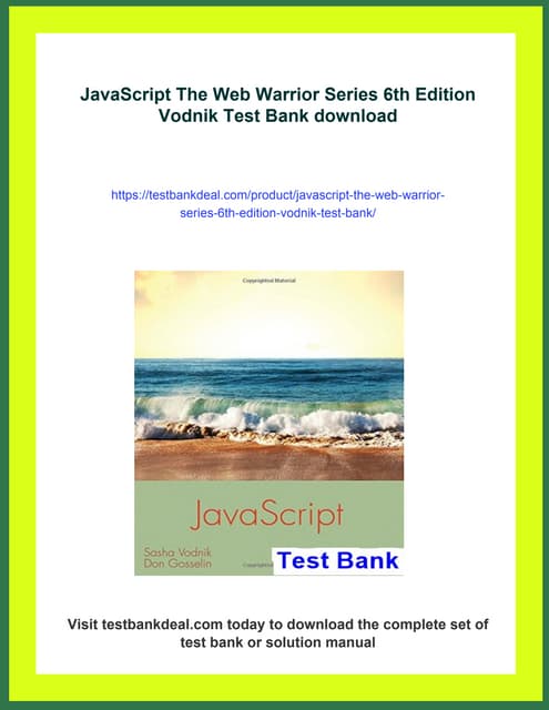 JavaScript The Web Warrior Series 6th Edition Vodnik Test Bank