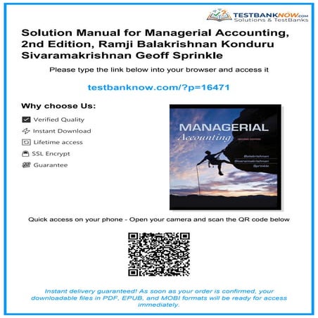 Comprehensive Solution Manual for Managerial Accounting 2nd Edition | PDF