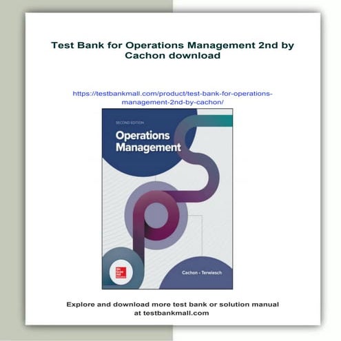 Test Bank for Operations Management 2nd by Cachon | PDF