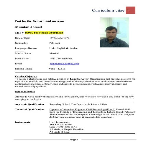 C v surveyor( Mumtaz )