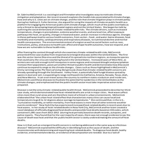 Sabrina McCormick Blog Post