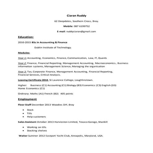 Ciaran Ruddy CV (2) | DOCX