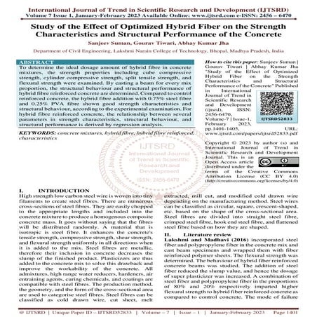 Study of the Effect of Optimized Hybrid Fiber on the Strength ...