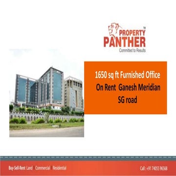 1650 sqft  furnished office on rent in ganesh meridian sg highway