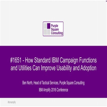 IBM Amplify 2016 - Session 1651 - How standard IBM Campaign functions and uti...