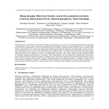Malware Detection and Classification using Generative Adversarial ...