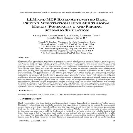 LLM AND MCP BASED AUTOMATED DEAL PRICING NEGOTIATION USING MULTI MODAL MARGIN FORECASTING AND PRICING SCENARIO SIMULATION