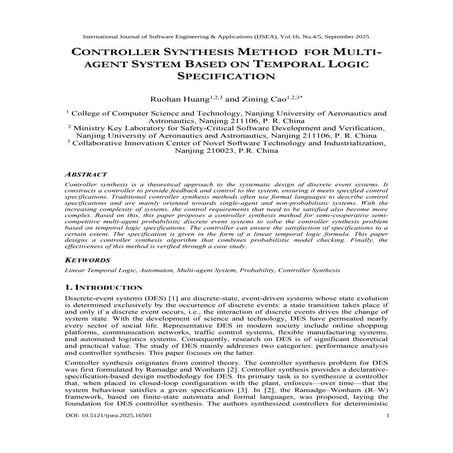 CONTROLLER SYNTHESIS METHOD FOR MULTIAGENT SYSTEM BASED ON TEMPORAL LOGIC SPECIFICATION