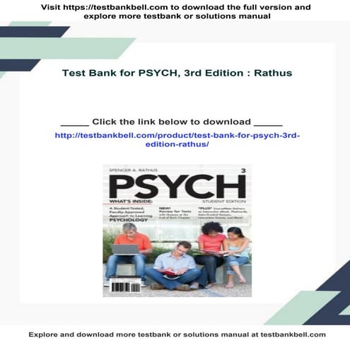 Test Bank for PSYCH, 3rd Edition : Rathus | PDF