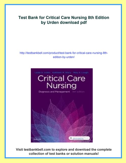 Test Bank for Critical Care Nursing 8th Edition by Urden | PDF