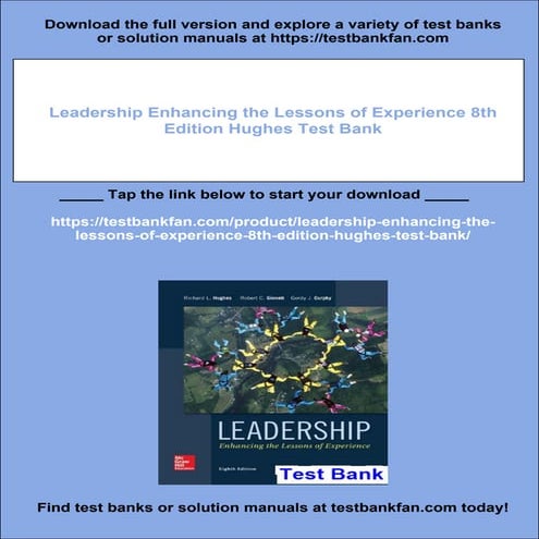 Leadership Enhancing the Lessons of Experience 8th Edition Hughes Test ...