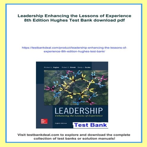 Leadership Enhancing the Lessons of Experience 8th Edition Hughes Test ...