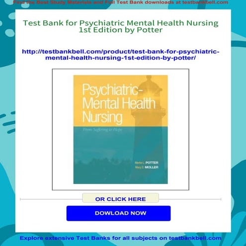 Test Bank for Psychiatric Mental Health Nursing 1st Edition by Potter | PDF