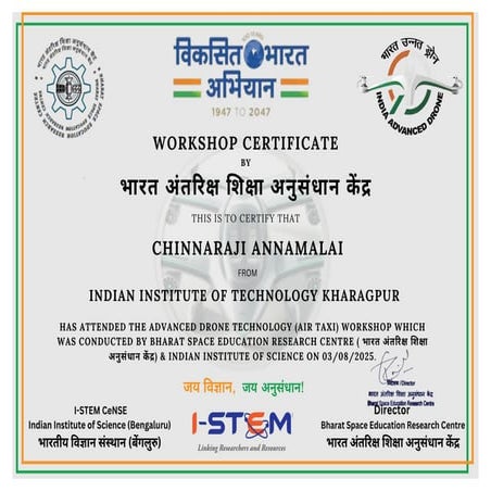 Advanced drone (Air Taxi ) Workshop Certificate