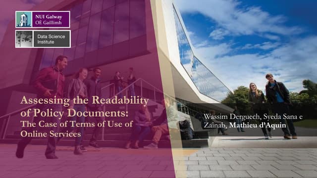 Assessing the Readability of Policy Documents: The Case of Terms of Use of On...