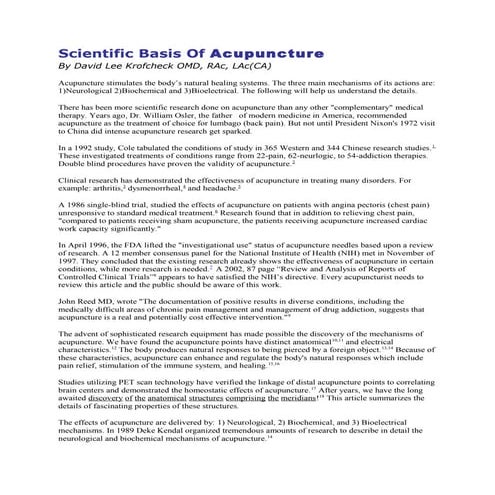 SCIENTIFIC BASIS OF ACUPUNCTURE.Public