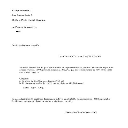 4º - Estequiometría II - Problemas Serie 2 -qblog-2007