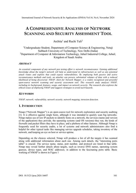 A COMPREHENSIVE ANALYSIS OF NETWORK SCANNING AND SECURITY ASSESSMENT TOOL