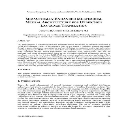 SEMANTICALLY ENHANCED MULTIMODAL NEURAL ARCHITECTURE FOR UZBEK SIGN ...