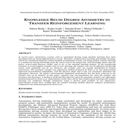 Knowledge Reuse Degree Asymmetry in Transfer Reinforcement Learning | PDF