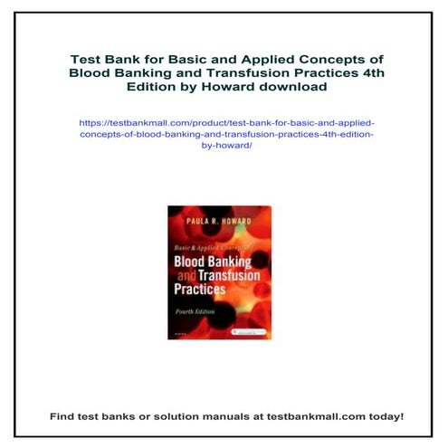 Test Bank for Basic and Applied Concepts of Blood Banking and ...