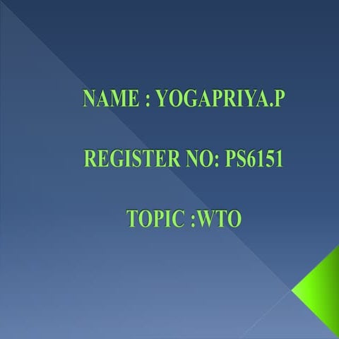 World Trade Organisation (WTO).