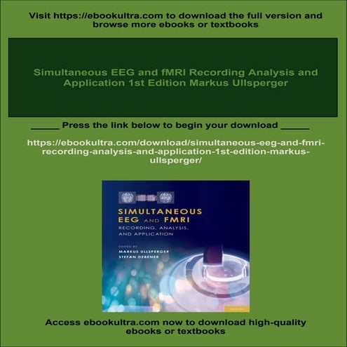 Simultaneous EEG and fMRI Recording Analysis and Application 1st ...