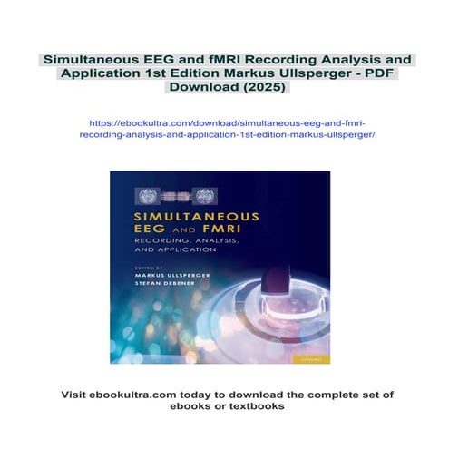 Simultaneous EEG and fMRI Recording Analysis and Application 1st ...