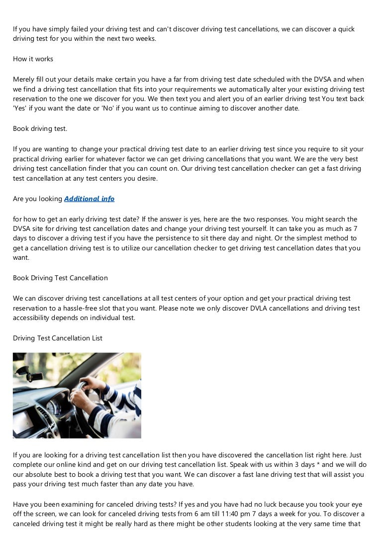Cancel your driving test