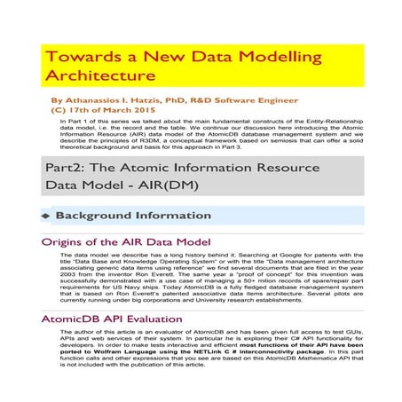 Part2- The Atomic Information Resource