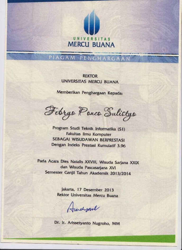 Piagam Wisudawan Terbaik