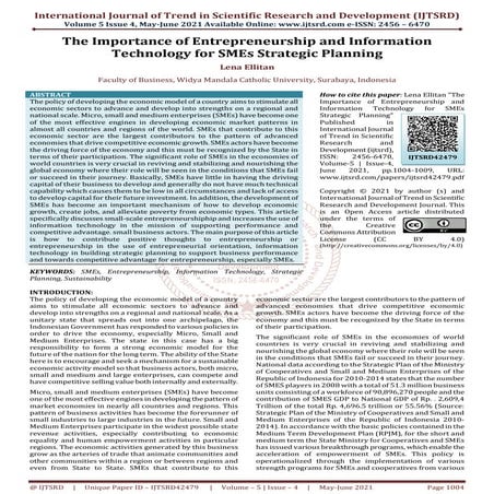 The Importance of Entrepreneurship and Information Technology for SMEs Strate...