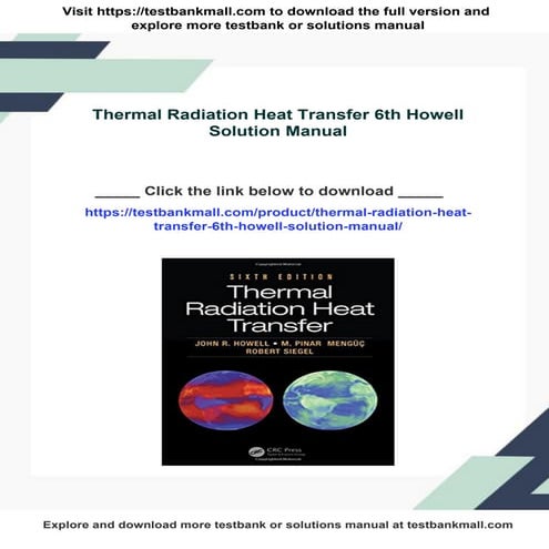 Thermal Radiation Heat Transfer 6th Howell Solution Manual | PDF