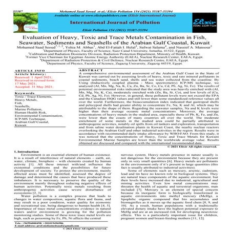 Evaluation of Heavy, Toxic and Trace Metals Contamination in Fish ...