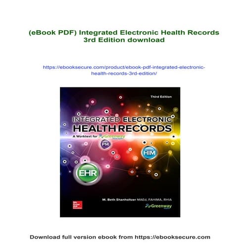 (eBook PDF) Integrated Electronic Health Records 3rd Edition | PDF
