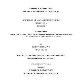 Project Report on IPL - Indian Prem...