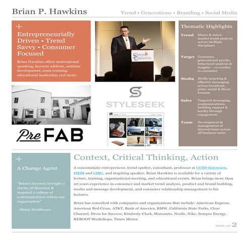 Brian Hawkins MBA - Speaker Lecturer Keynote