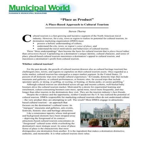 Place As Product - A Place-Based Approach to Cultural Tourism 2013 | PDF
