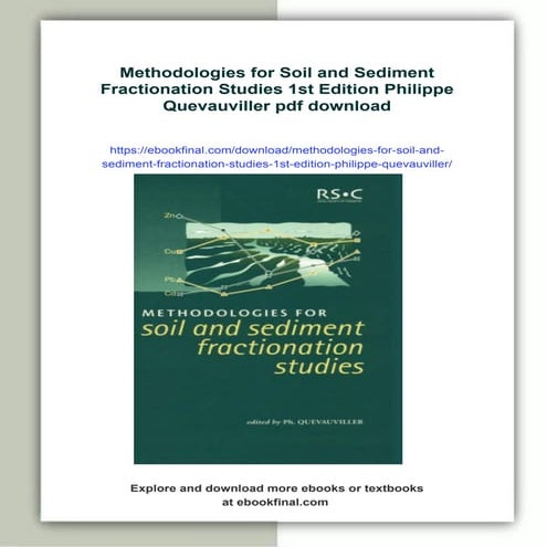 Methodologies for Soil and Sediment Fractionation Studies 1st Edition Philippe Quevauviller