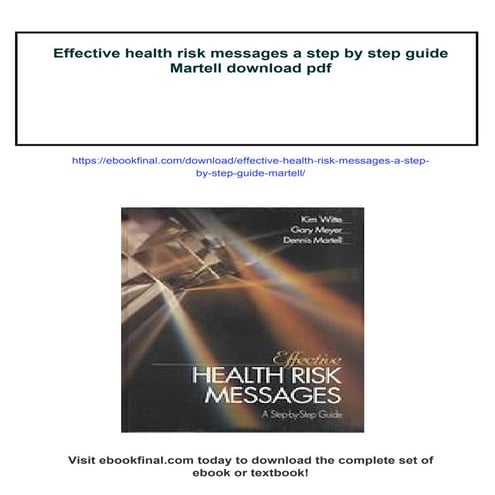 Effective health risk messages a step by step guide Martell