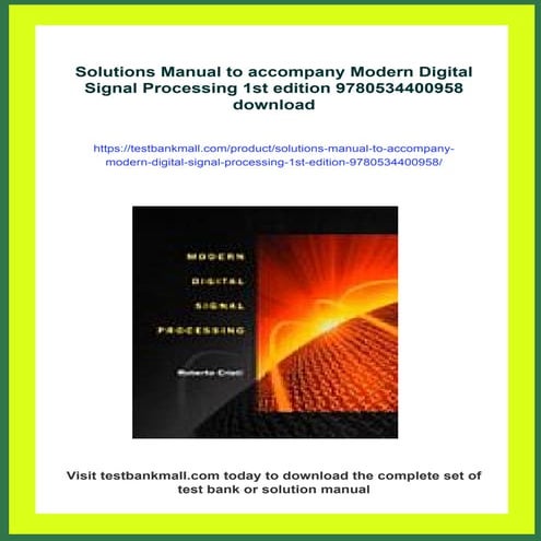 Solutions Manual to accompany Modern Digital Signal Processing 1st ...