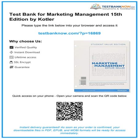 Marketing Management 15th Edition Kotler Test Bank | PDF