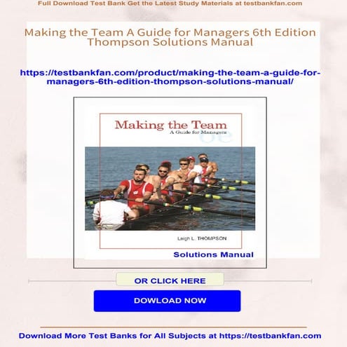 Making the Team A Guide for Managers 6th Edition Thompson Solutions ...