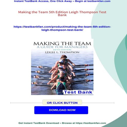 Making the Team 5th Edition Leigh Thompson Test Bank | PDF