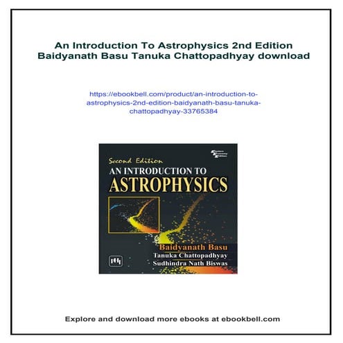 An Introduction To Astrophysics 2nd Edition Baidyanath Basu Tanuka Chattopadhyay