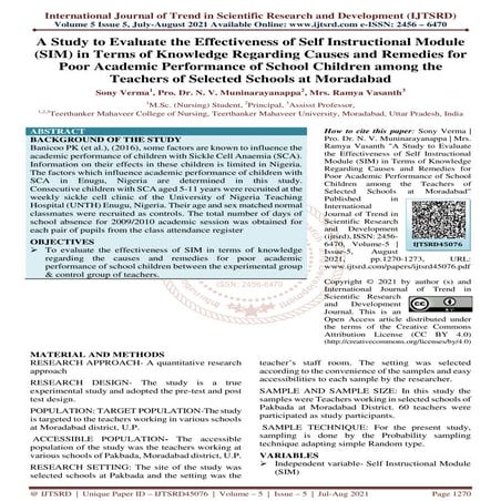 A Study to Evaluate the Effectiveness of Self Instructional Module SIM ...
